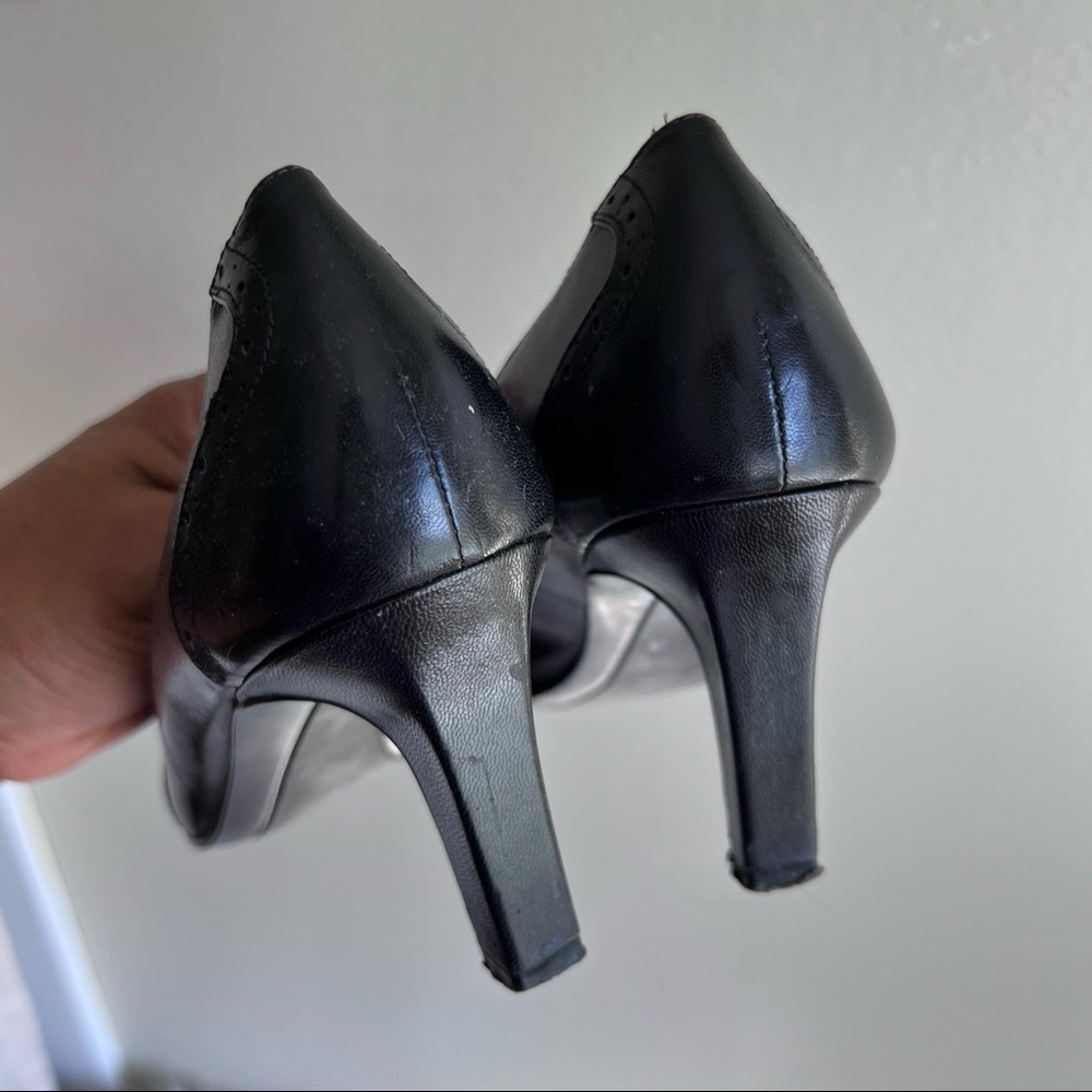 Etienne Aigner black brown colorblock leather shoes heels size - Picture 3 of 8